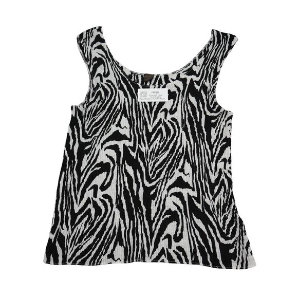 Women Shirt XL Black Sleeveless Top Animal Print Design Chic Summer Casual Wear - Picture 1 of 12